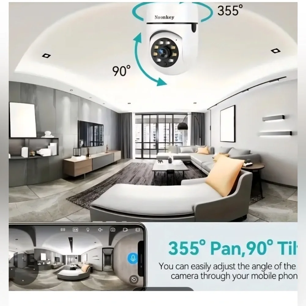 SMART SECURITY Camera NWT Screw in Bulb Size Night Vision Pan Tilt Wide Angle